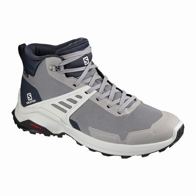 Salomon X RAISE MID GORE-TEX - Miesten Vaelluskengät - Harmaat/Laivastonsininen